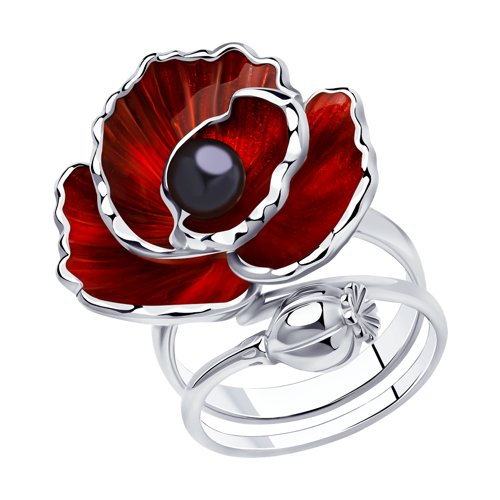 Кольцо SOKOLOV - Серебро 925, Жемчуг имитация, Эмаль (арт. 94013133)