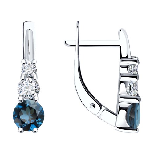 Серьги SOKOLOV - Серебро 925, Топаз лондон, Фианит (арт. 92023060)