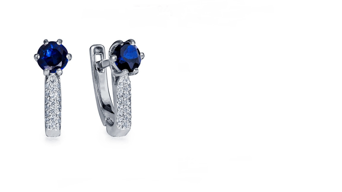 Серьги Platinum Lab. - Платина 950, Сапфир (арт. ПС-030С-01)
