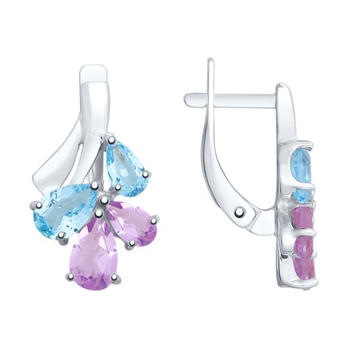 Серьги SOKOLOV - Серебро 925, Аметист, Топаз (арт. 92022082)