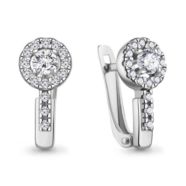 Серьги Аквамарин - Серебро 925, Фианит (арт. 400503А.5)