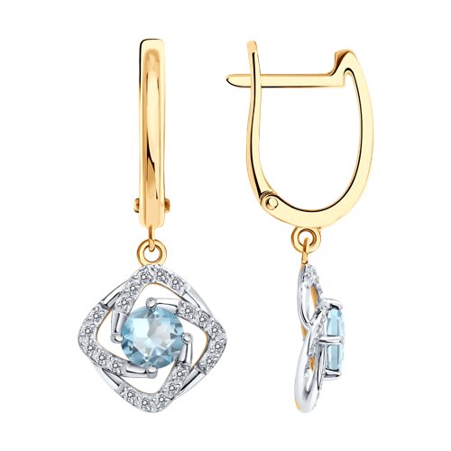 Серьги SOKOLOV - Золото 585, Топаз, Фианит (арт. 729327)