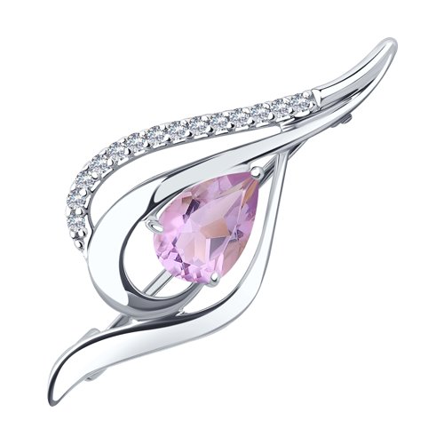 Брошь Diamant - Серебро 925, Аметист, Фианит (арт. 94-340-01045-3)