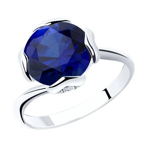 Кольцо SOKOLOV - Серебро 925, Синтетический сапфир , Фианит (арт. 92012130)