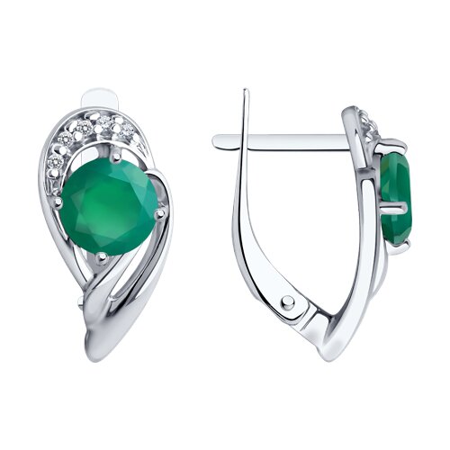 Серьги Diamant - Серебро 925, Агат, Фианит (арт. 94-320-00184-2)