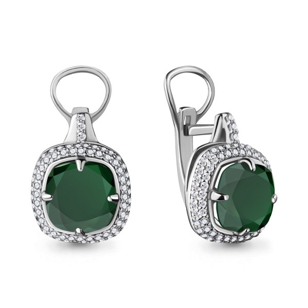 Серьги Аквамарин - Серебро 925, Фианит (арт. 4442309А.5)