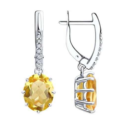 Серьги Diamant - Серебро 925, Фианит, Цитрин (арт. 94-321-02054-5)