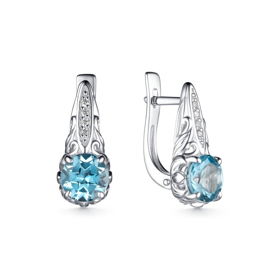 Серьги Дар - Серебро 925, Топаз, Фианит (арт. С-4119рс40200)