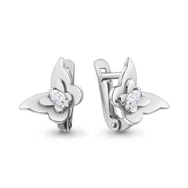 Серьги Аквамарин - Серебро 925, Фианит (арт. 49454.5)