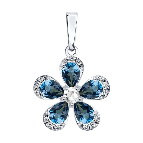 Подвеска SOKOLOV - Золото 585, Горный хрусталь, Топаз лондон, Фианит (арт. 733071-3)