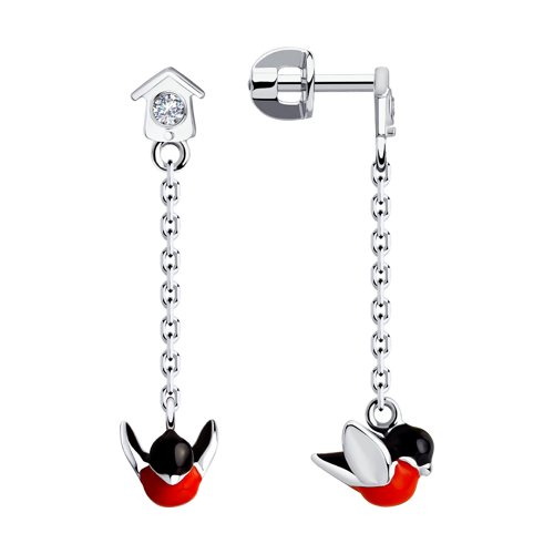 Серьги SOKOLOV - Серебро 925, Фианит, Эмаль (арт. 94021854)