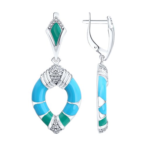 Серьги Diamant - Серебро 925, Фианит, Эмаль (арт. 94-121-00040-1)