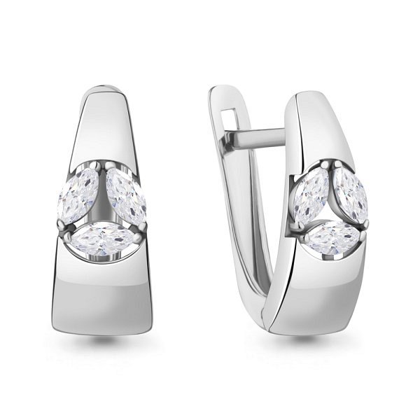 Серьги Аквамарин - Серебро 925, Фианит (арт. 49216.5)