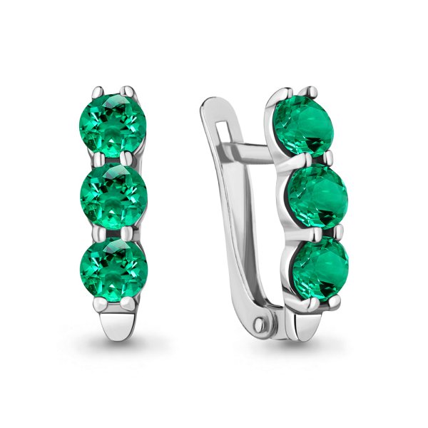 Серьги Аквамарин - Серебро 925, Синтетический изумруд (арт. 47455П.5)