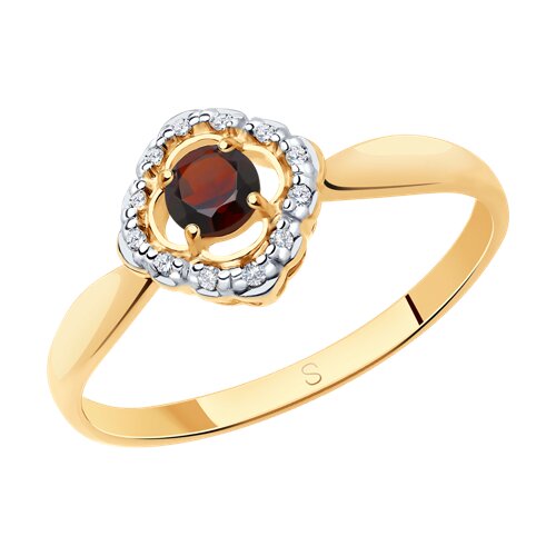 Кольцо SOKOLOV - Серебро 925, Гранат, Фианит (арт. 92011388)