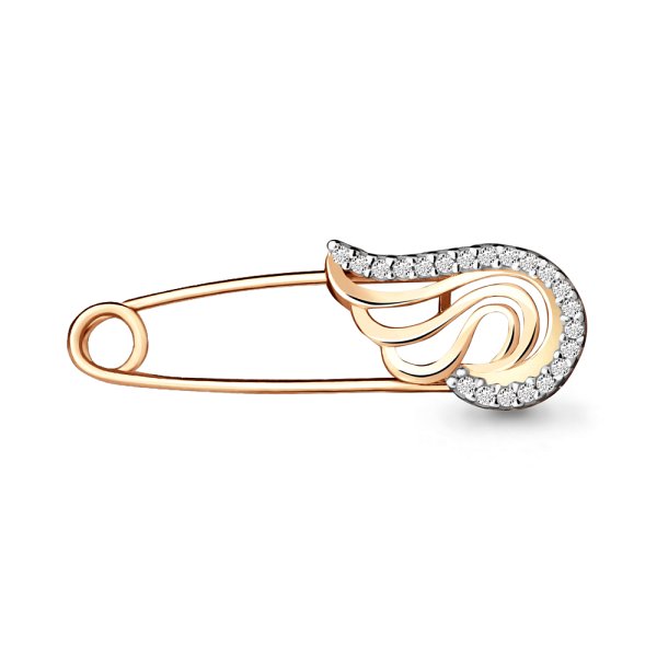 Булавка Аквамарин - Золото 585, Фианит (арт. 71518А.1)