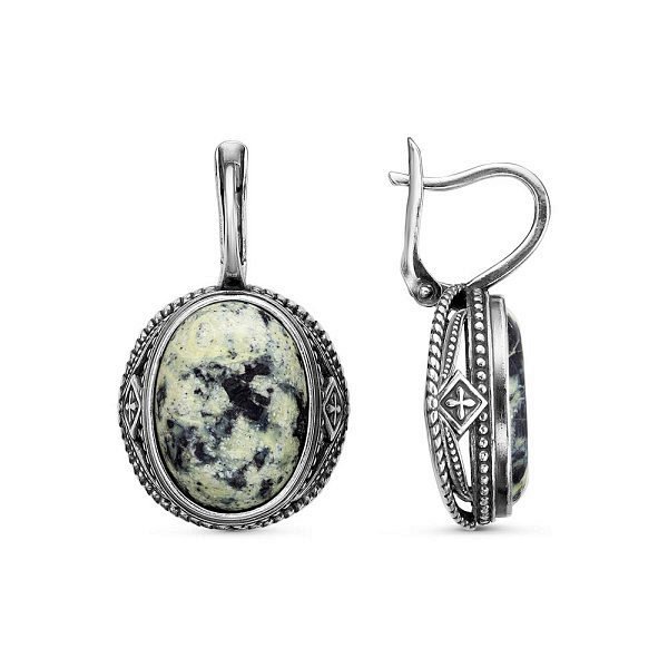 Серьги Красная пресня - Серебро 925, Змеевик (арт. 33312594з)