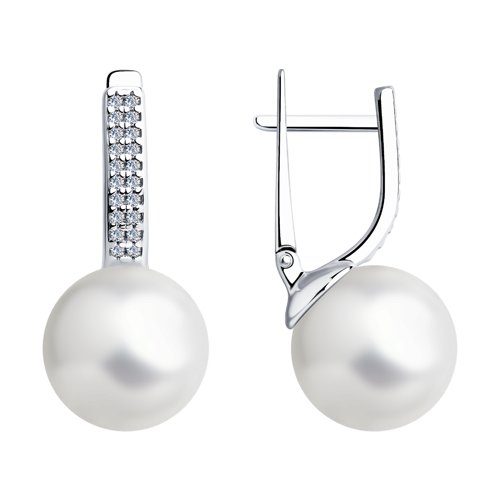 Серьги Diamant - Серебро 925, Жемчуг имитация, Фианит (арт. 94-120-01173-1)