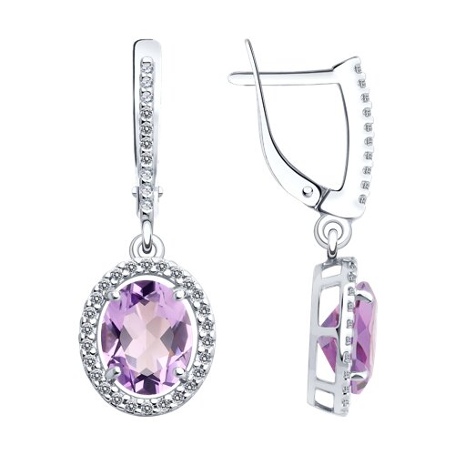 Серьги Diamant - Серебро 925, Аметист, Фианит (арт. 94-321-01999-2)