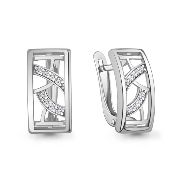 Серьги Аквамарин - Серебро 925, Фианит (арт. 400590А.5)