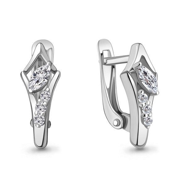 Серьги Аквамарин - Серебро 925, Фианит (арт. 49414А.5)