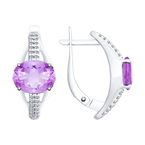 Серьги SOKOLOV - Серебро 925, Аметист, Фианит (арт. 92021651)