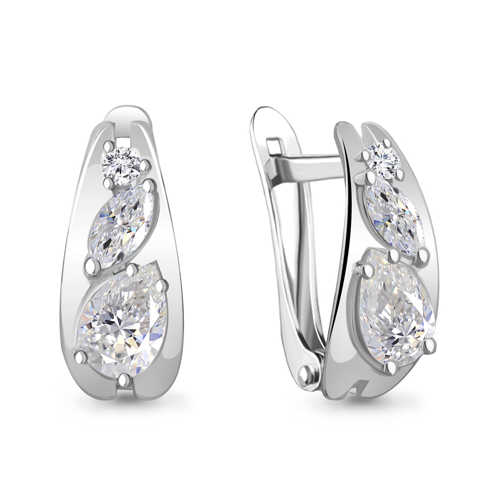 Серьги Аквамарин - Серебро 925, Фианит (арт. 49089А.5)