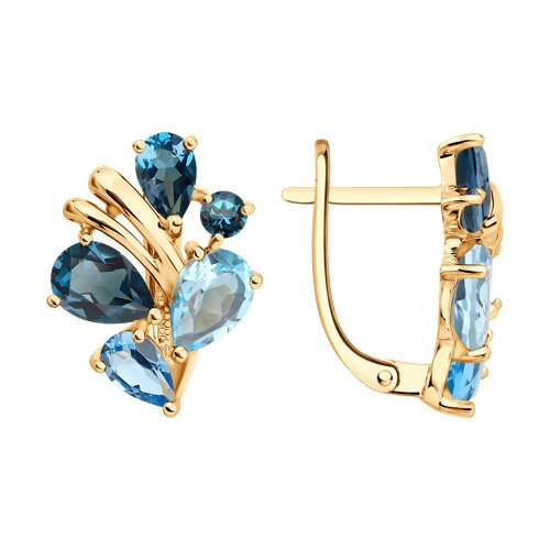 Серьги SOKOLOV - Золото 585, Топаз, Топаз лондон (арт. 729445)