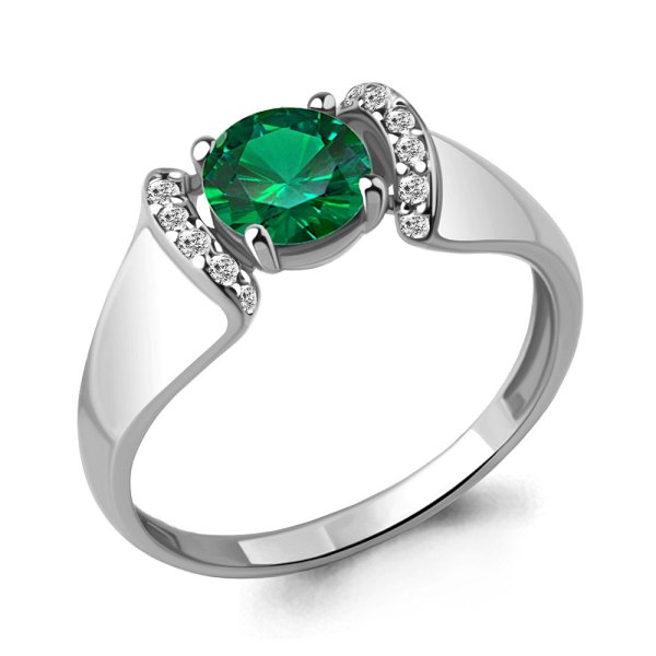 Кольцо Аквамарин - Серебро 925, Синтетический изумруд (арт. 67405АГ.5)