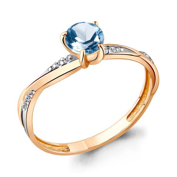 Кольцо Аквамарин - Золото 375, Топаз, Фианит (арт. 6511805А.8)