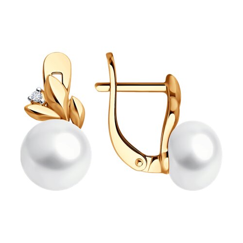 Серьги Diamant - Серебро 925, Жемчуг культивированный, Фианит (арт. 93-320-02069-1)