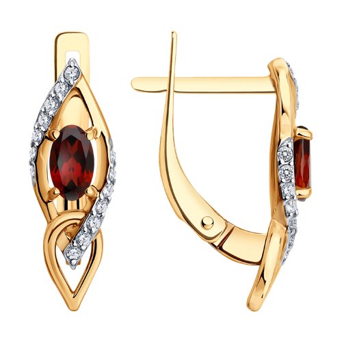 Серьги SOKOLOV - Золото 585, Гранат, Фианит (арт. 729318)