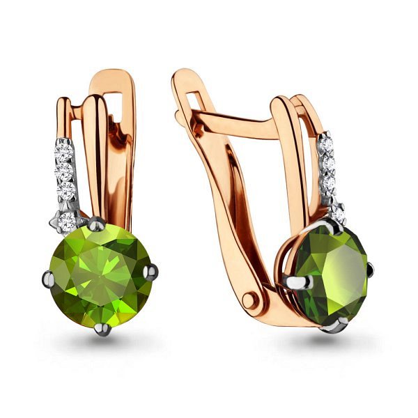 Серьги Аквамарин - Золото 375, Фианит, Хризолит (арт. 4497007А.8)