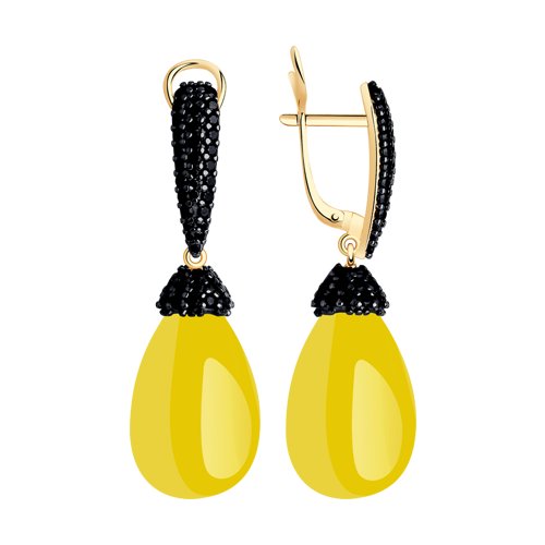 Серьги SOKOLOV - Серебро 925, Фианит, Янтарь (арт. 83020102)