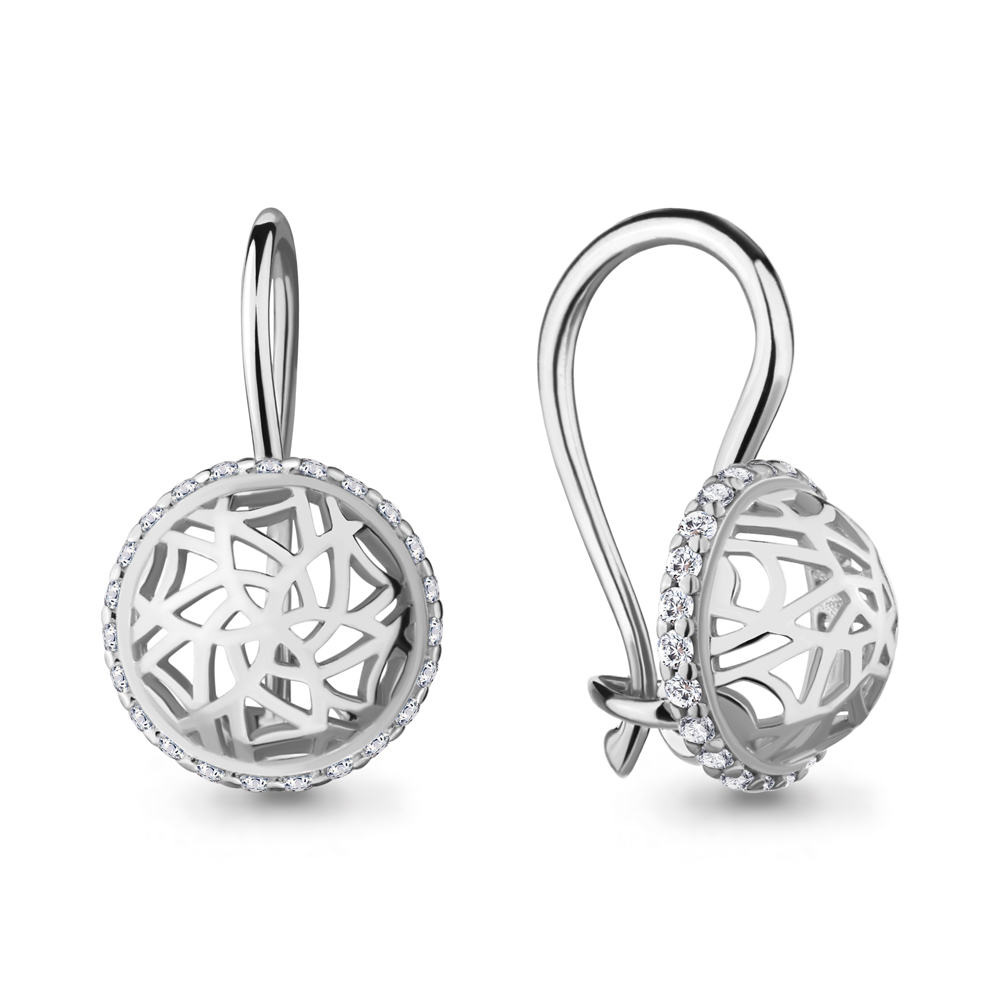 Серьги Аквамарин - Серебро 925, Фианит (арт. 48401А.5)