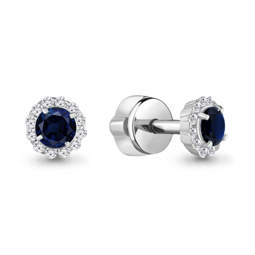 Серьги Аквамарин - Серебро 925, Синтетический сапфир (арт. 42884Б.5)
