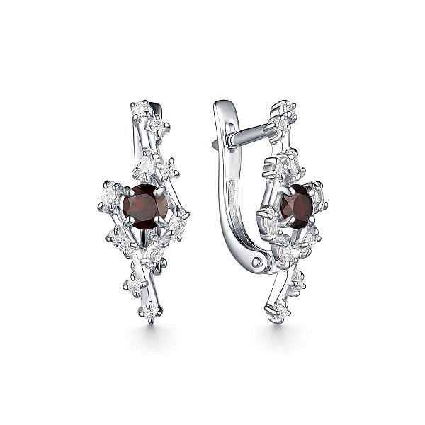 Серьги Дар - Серебро 925, Гранат, Фианит (арт. С-3832рс404200)