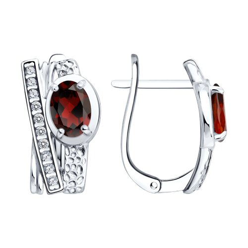 Серьги SOKOLOV - Серебро 925, Гранат, Фианит (арт. 92025426)