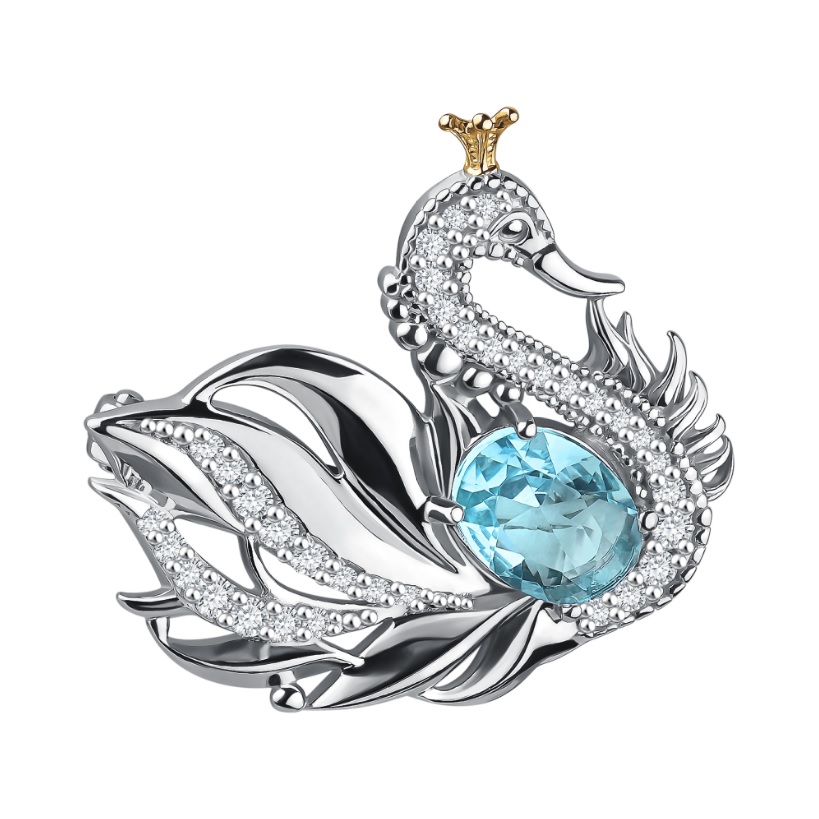 Брошь Talant - Серебро 925, Фианит (арт. 60-7М-0009-17375)