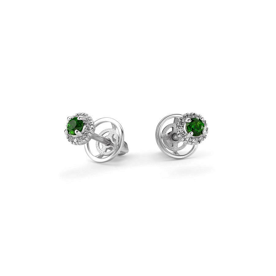 Серьги Дар - Серебро 925, Фианит, Хромдиопсид (арт. С-3808рс48700)