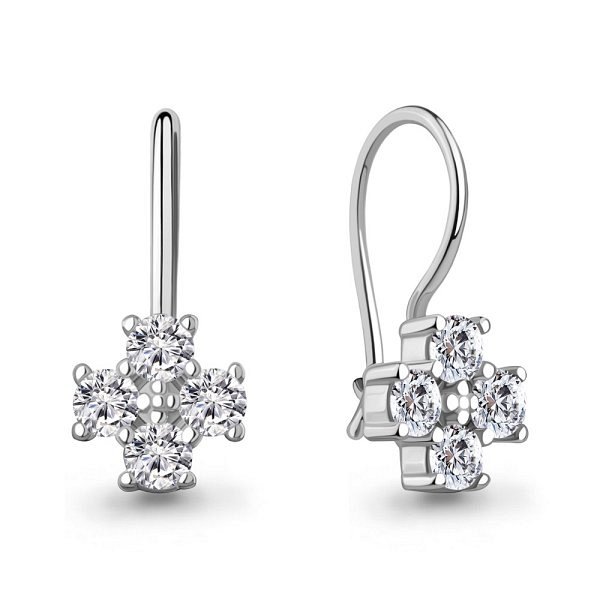 Серьги Аквамарин - Серебро 925, Фианит (арт. 400993А.5)