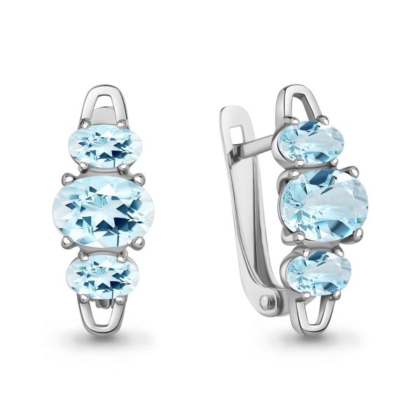 Серьги Аквамарин - Серебро 925, Топаз (арт. 45016302.5)