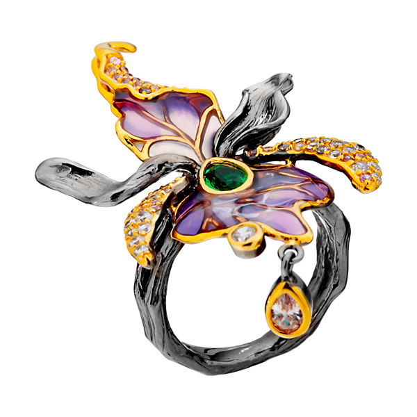 Кольцо Мастер Клио - Серебро 925, Синтетическая шпинель, Фианит, Эмаль (арт. 37К127535)