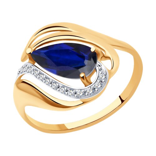 Кольцо SOKOLOV - Золото 375, Синтетический сапфир , Фианит (арт. 37714689)