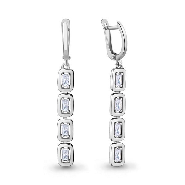 Серьги Аквамарин - Серебро 925, Фианит (арт. 46707.5)