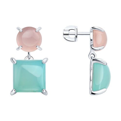 Серьги SOKOLOV - Серебро 925, Лунный камень, Халцедон (арт. 83020471)