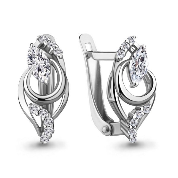 Серьги Аквамарин - Серебро 925, Фианит (арт. 49237А.5)