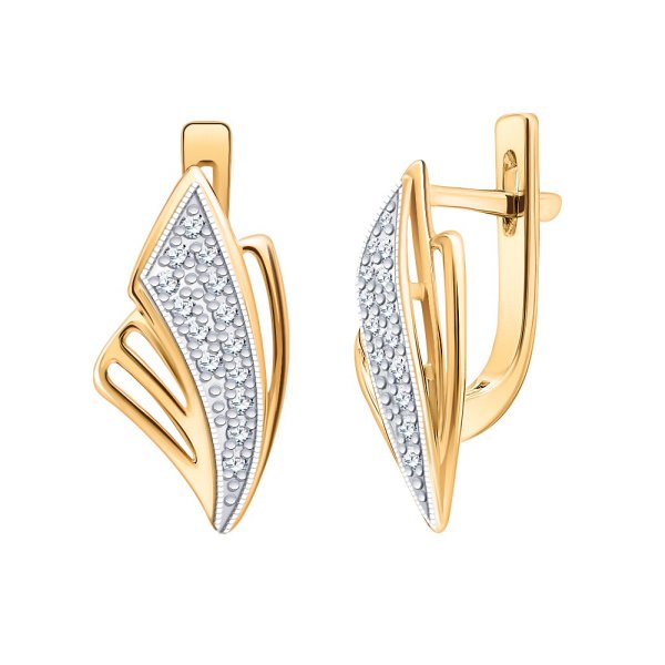 Серьги Атолл - Золото 585, Фианит (арт. 20576)