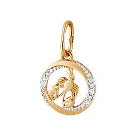 Подвеска Мастер - Золото 585, Фианит (арт. П17033 рак)