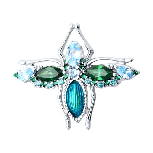Брошь SOKOLOV - Серебро 925, Фианит, Эмаль (арт. 94040322)
